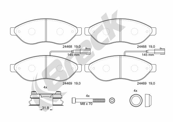 Brake Pad Set, disc brake - 24469 00 703 20 BRECK